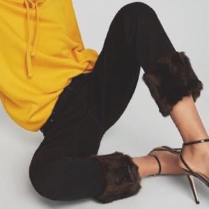 Zara NWT Vintage High Rise Faux Fur Jeans
